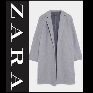 NWT Zara grey coat with lapel collar Size M